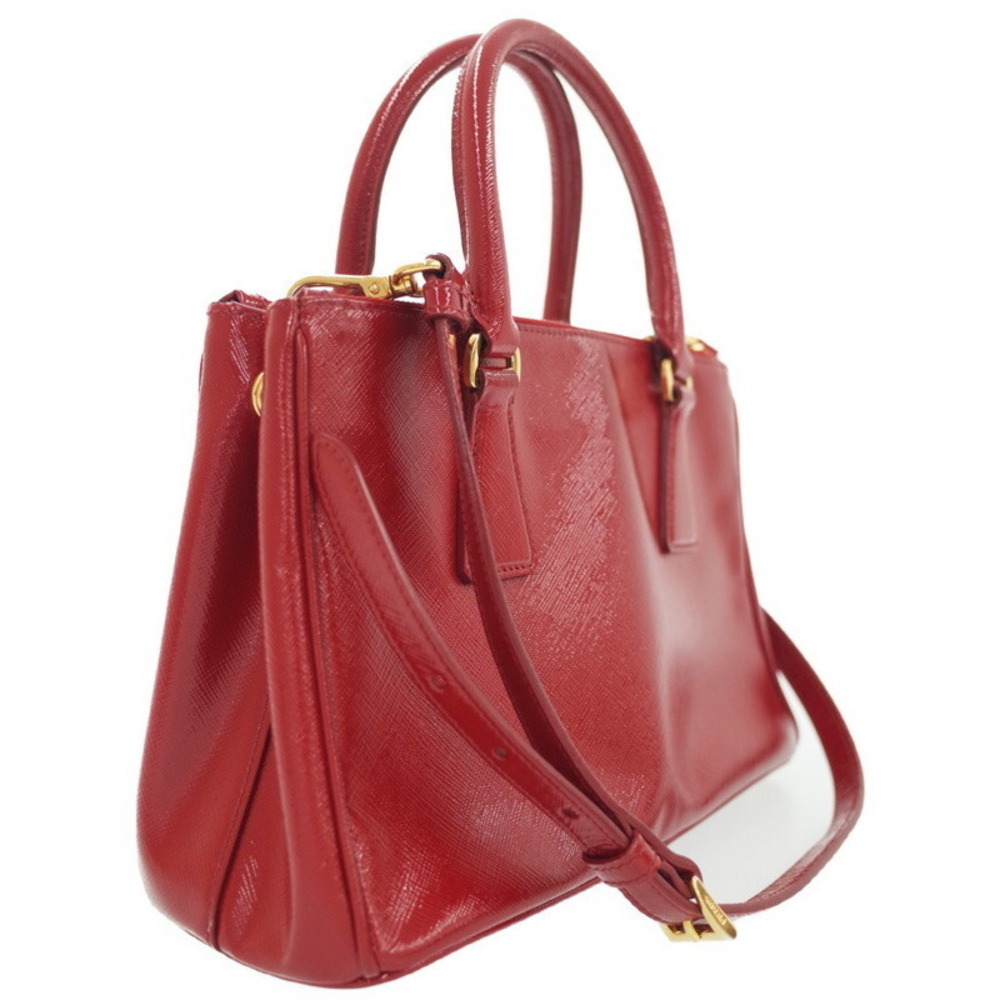 Prada Lux bag Saffiano red Double tote Zip Galleria